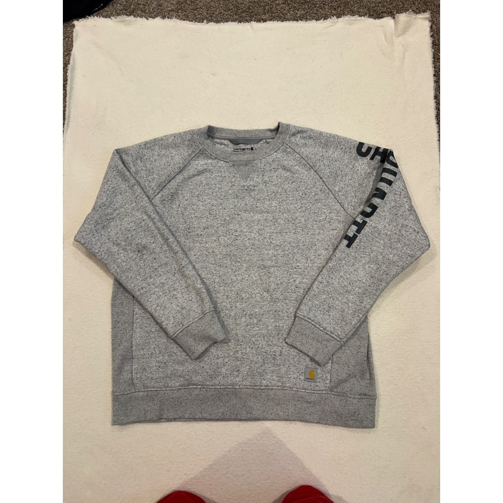 Carhartt Womens XL Relaxed Fit Crewneck Sweatshirt Gray Graphic Sleeve Pullover